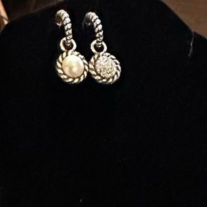 Brighton pearl magic reversible dangle hoop earrings Silver Tone Rope